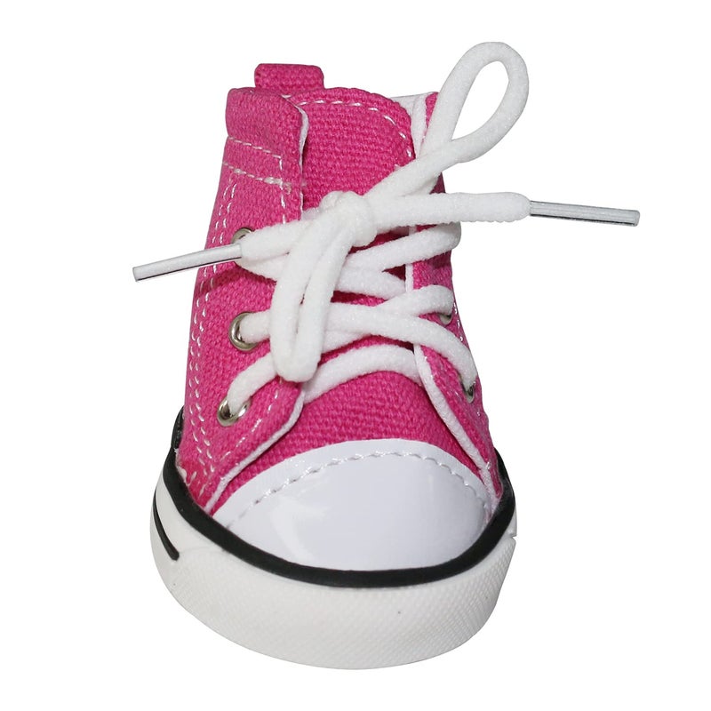 URBEST 4 Pcs Pet Dog Puppy Canvas Sport Shoes, Sneaker Boots, Outdoor Nonslip Causal Shoes (8#, Pink) - Image 4